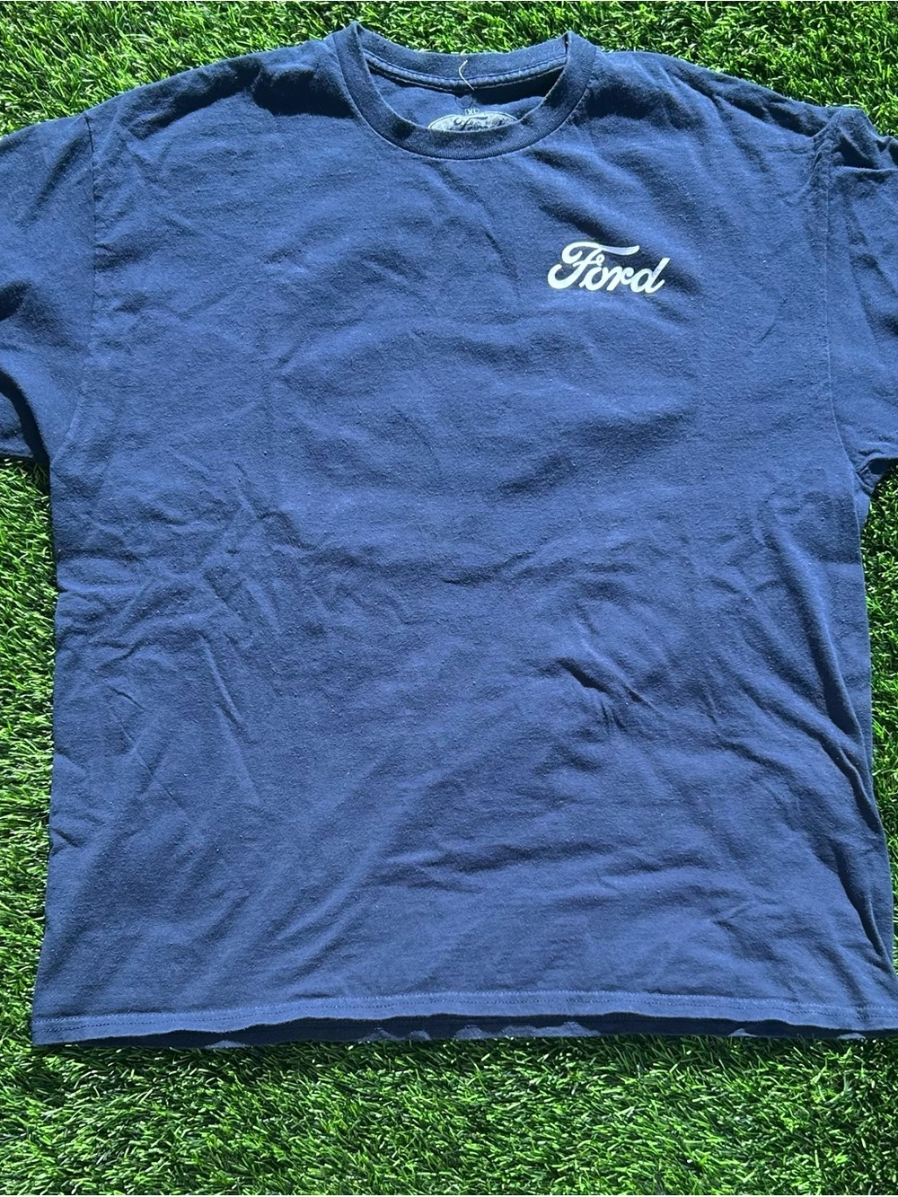 Ford Navy Blue Short Sleeve Tee with White Script Logo